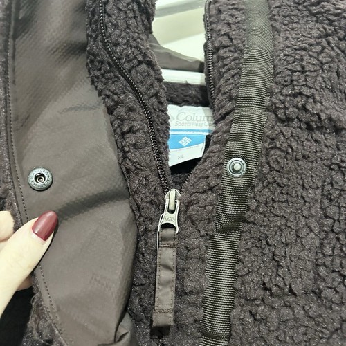 Columbia Lodge Sherpa Puffer Coat Jacket Size XL Purple Boxy Crop Teddy RRP £120 - Picture 6 of 10