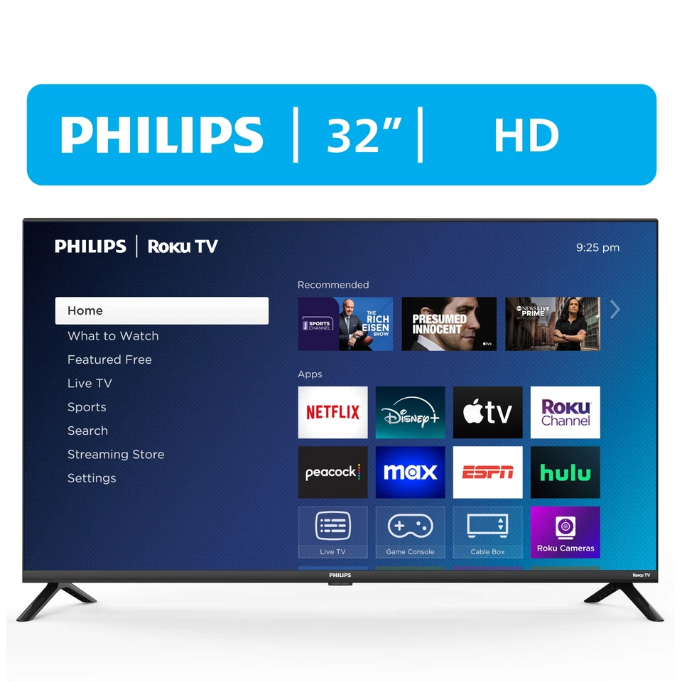 Philips TV 32-Inch Class HD 720P Smart Roku Borderless LED Television Entertain - Image 2 of 4