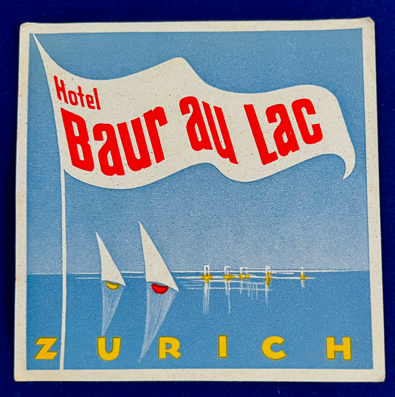 Vintage 1930s Original Hotel Baur au Lac Zurich Luggage Label Sticker-image