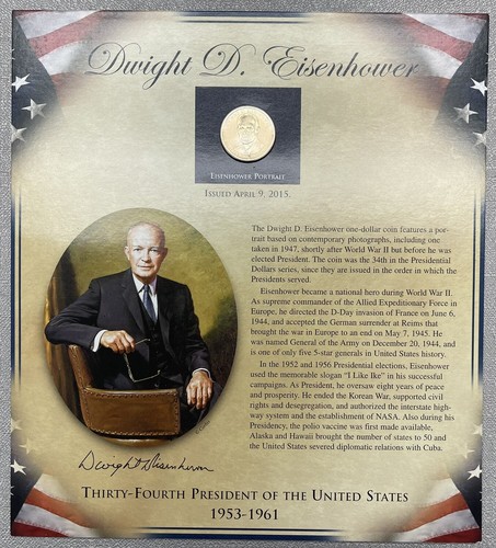 U.S. Presidents Coin Collection Page Franklin D. Roosevelt & Dwight D Eisenhower - Picture 9 of 13