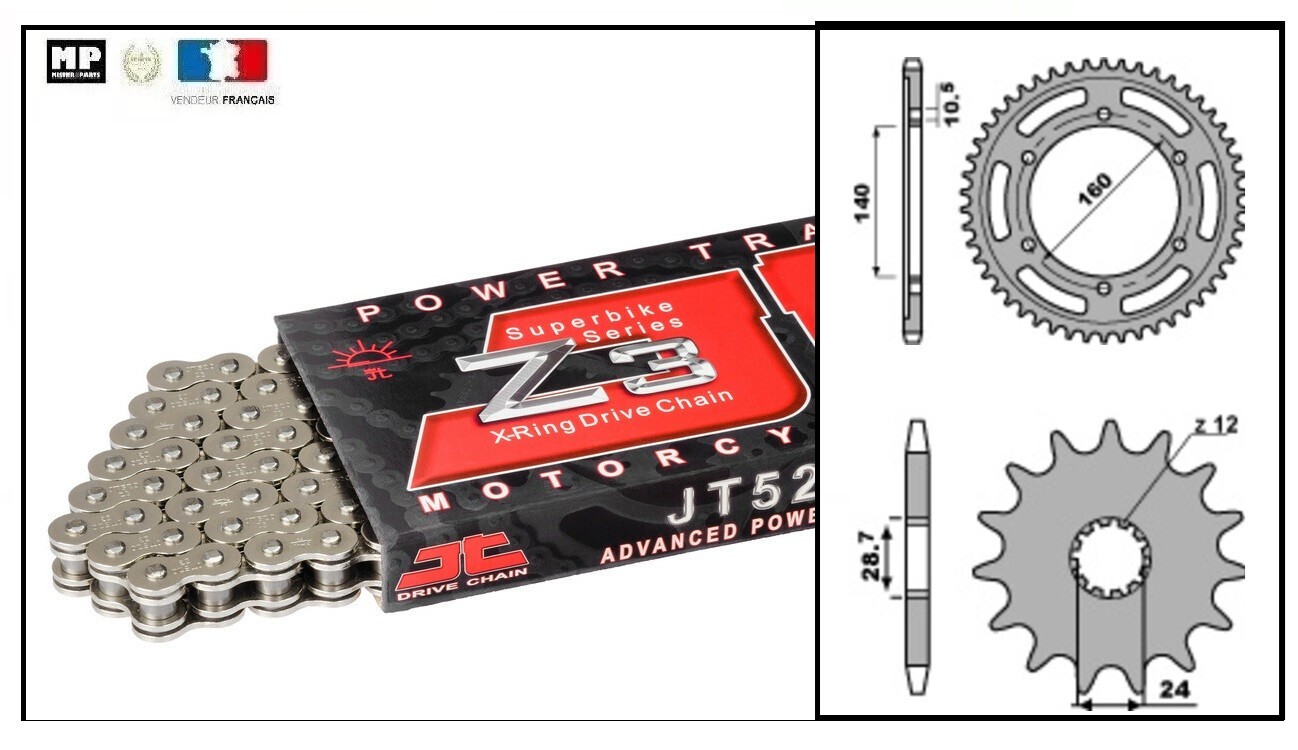 Kit chaine 530 pour Zephyr 1100 avec pignon 16 et couronne 48 dents