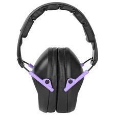 Walker's Passive Folding Earmuff NRR 22dB w/Soft PVC Pads 1 Pair  Black/Purple
