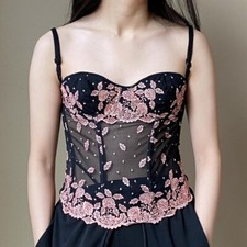 La Perla vintage shimmery rose gold leaf corset bustier top size 34