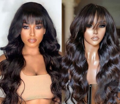 13x4 HD Lace Front Human Hair Wig, Glueless Body Wave with Bangs Amazon.com : UNICE Pre Everything Body Wave 13x4 Lace Front  main image 4