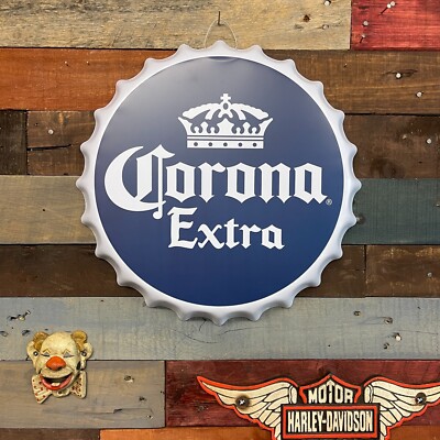 Letrero Metálico Corona Extra Cerveza Calavera - Decoración Vintage Para Hombre Cueva, Pub O Club Tiki
