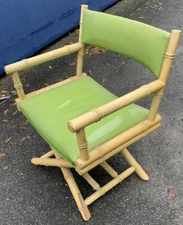 faux bamboo arm chair mcm Shelby Williams Mid Century Modern Green