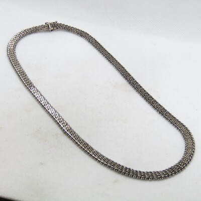 TJ-36 Mexico Sterling Silver 925 Woven Linked Necklace 19