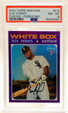 2020 Topps Heritage LUIS ROBERT Chrome Hot Box Purple Refractor PSA 8 RC #512