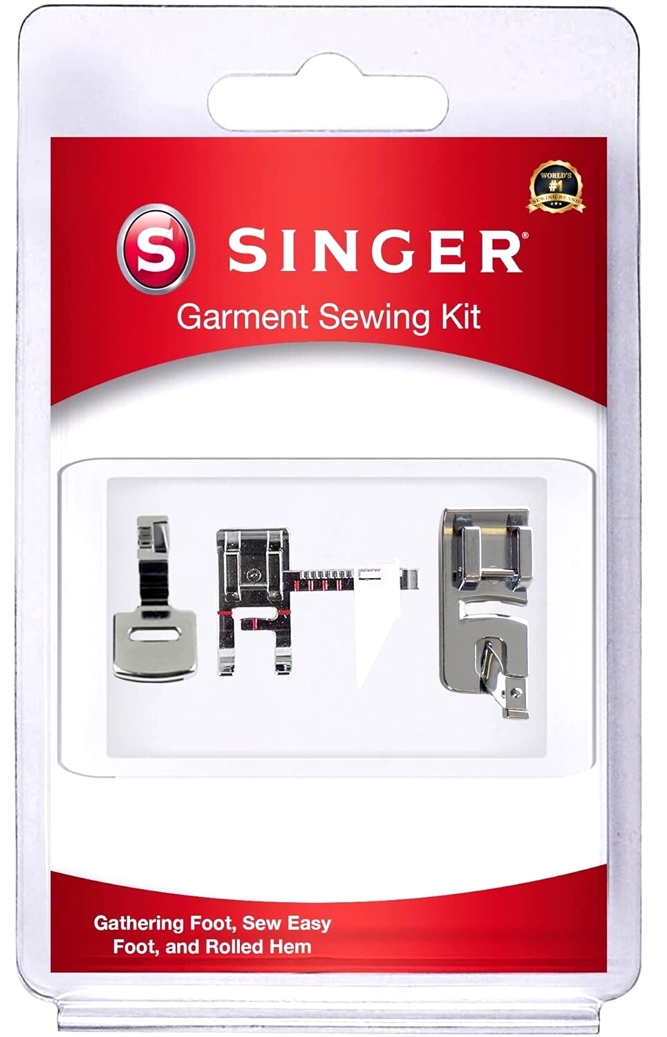SINGER Garment Sewing Kit with Gathering, Sew Easy & Rolled Hem Foot #250067196
