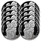 Lot of 10 - 1 Troy oz Holiday Merry Christmas Santa on the Roof .999 Fine Sil...