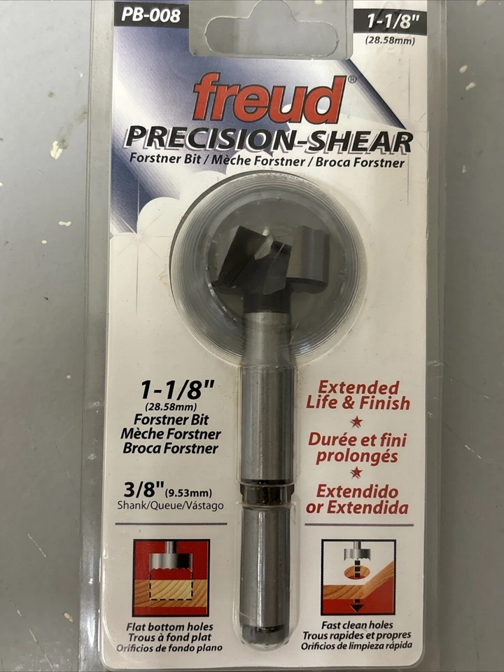 Freud PB-008 Shear Serrated Edge Forstner Drill Bit 1-1/8 In. X 3/8 In. Shank  - Image 4 of 4