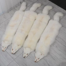 1Pcs Real Tanned White Fox Hide Natural Fur Pelt Crafts Leather Decor 39-47 inch