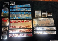 Nos Decal Sticker CW RACING frame seatpost handlebars bar bmx Blue