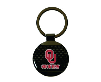 12 PACK- Oklahoma Sooners Carbon Fiber Key Ring Chain Keychain University of