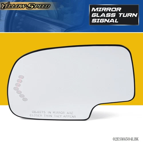 Fit For Chevy GMC Cadillac Driver Side Heated Power Turn Signal LED Mirror Glass
