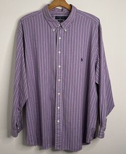 Polo Ralph Lauren Oxford Men 4XB 120's Poplin Purple Stripe LS Button Down Shirt