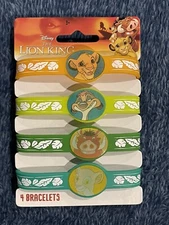 Disney The Lion King Silicone 4 Bracelets Set NEW Simba Timon Pumba Nala Party