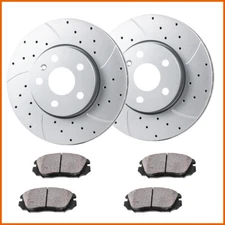Front Drill Slot Brake Rotors and Brake Pads for Chevy Equinox Impala Malibu