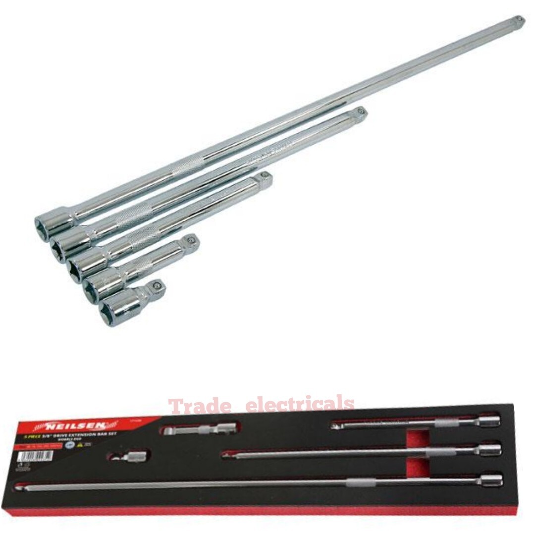EXTENSION BAR SOCKET SET 5PC 3/8"" DRIVE WOBBLE EXTRA LONG 38-450MM CT1235