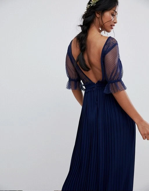 Bridesmaid dress with spot mesh frill detail cheap