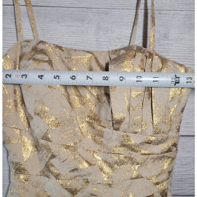 Alberto Makali Women's Cocktail Dress Size 4 Metallic Gold Sash Spaghetti  Straps | eBay