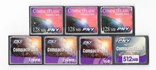 Lot Of 7x PNY 128MB 256MB 512MB 1GB CF Compact Flash Memory Cards