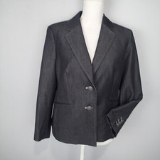 Kasper Womens Blazer Jacket Sz 10P 10 Petite charcoal