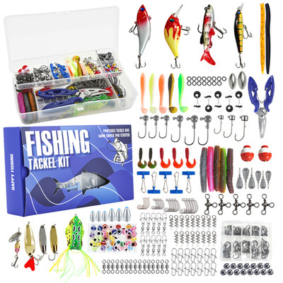 Angelkoffer mit Zubehör 332tlg. Angelset Angel Starterset mit Lippenclips Hakene