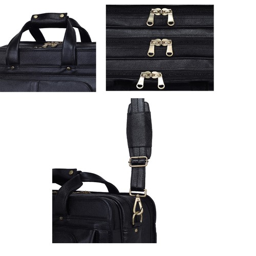 LV Full Grain Leather Laptop Messenger Bag 16'' Men Office Briefcase Satchel Bag - Picture 7 of 11