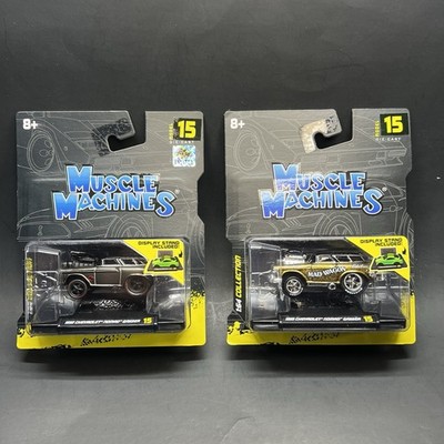 MAISTO MUSCLE MACHINES 1955 CHEVROLET NOMAD GASSER WAGON Pair With Chase 1/64