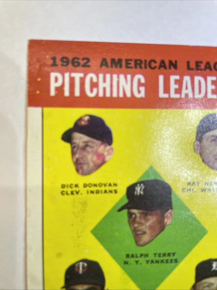 1963 Topps 1962 Liga Nacional Líderes de Bateo #1 Musial, Aaron, En muy buen estado/excelente+ Foto 2 de 4