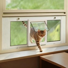 LIBBEPET Cat Door for Window, Aluminum Window Cat Door Insert Fit Windows Wid...