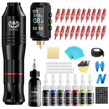 Tattoo Pen Kit Unibody Tattoo Machine with Needles Compelete Tattoo Supply Gift