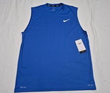 NIKE Mens Essential Hydroguard Swim Tank top UPF 40+ NESSA585-494 Blue SZ Large