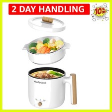 Hot Pot Electric with Steamer, 1.8L Portable Mini Travel Cooker, Multifunctio...