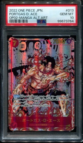 PSA 10 Portgas D "Ace" Alternate Alt Art Magna OP02-013 One Piece Japanese Card