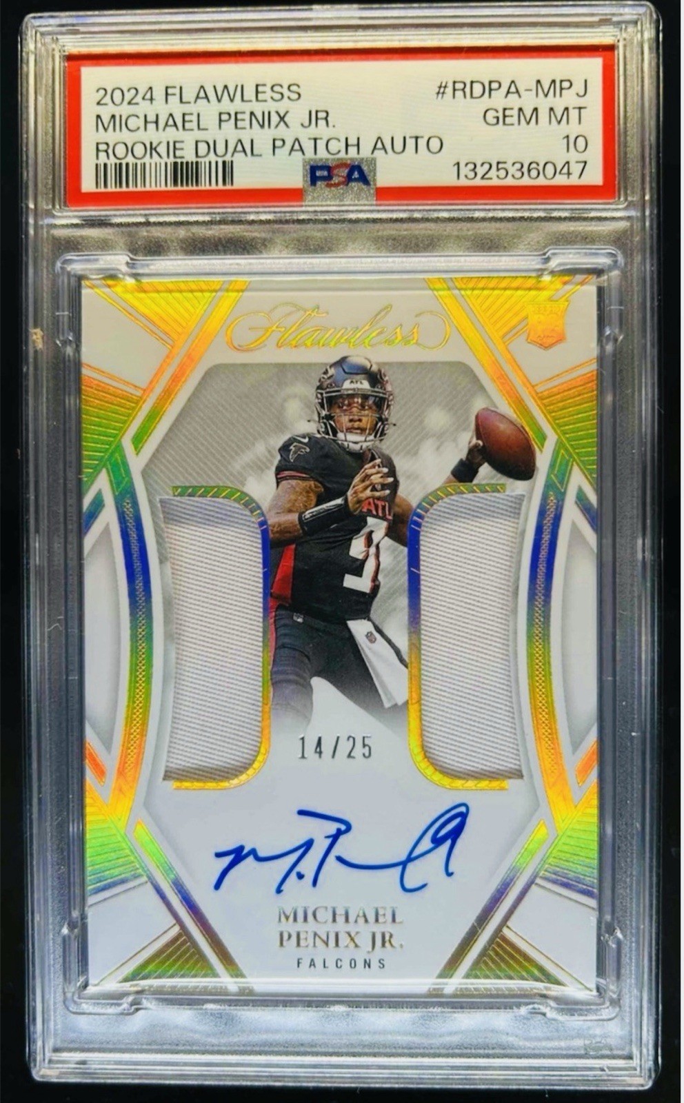 Michael Penix Panini Flawless Rookie Dual Patch Autographs #RDPAMPJ Gold