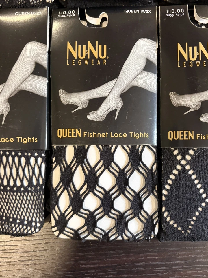 Medias de encaje de red Nu&Nu Legwear medias talla Queen negras 6 pares Foto 3 de 4