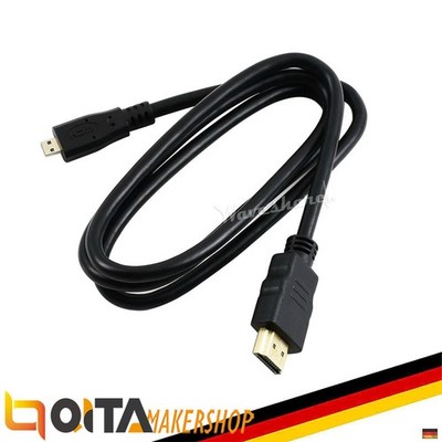 Waveshare HDMI auf Micro-HDMI Kabel 1m Schwarz RoHS kompatibel mit RPi 4B, 16955