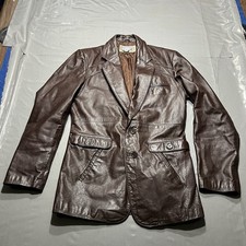 Vintage Chess King Genuine Leather Brown Blazer Jacket Size 40