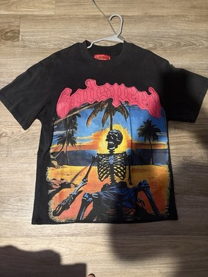 Godspeed Men's Black Skeleton Palm Sunset Graphic Short Sleeve T-Shirt L