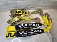 Vulcan Classic Ratchet Tie Down Strap 8' Yellow 3300 lbs Car Towing Set Of 2