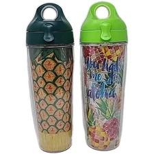 Tervis Tumbler PINEAPPLE 24 oz Travel Cup Mug Hot Cold Lid Insulated Set of 2