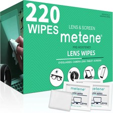 Metene MLCW Lens Wipes, Pre-Moistened Eye Glass Cleaner Wipes, 220 Count