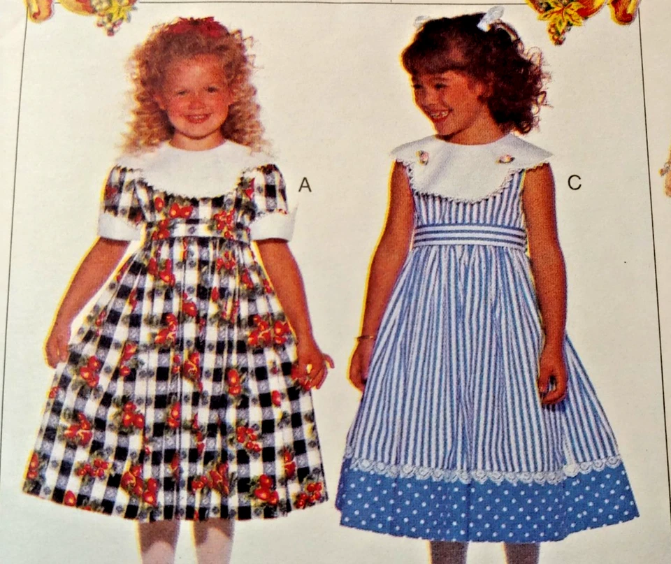 New Uncut BUTTERICK 3862 Toddlers/Girls Dress & Belt in 4-styles Sizes 2-3-4 - Image 2 of 4
