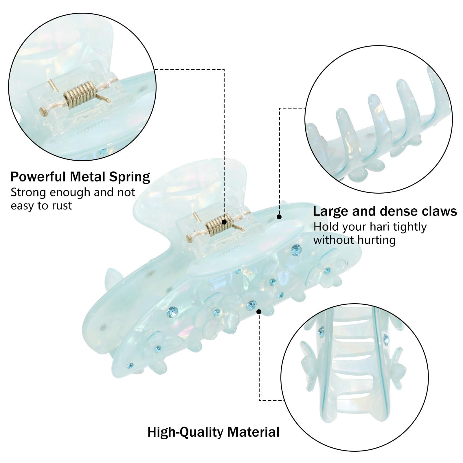 HAIMEIKANG 2Pcs Acrylic Flower Hair Claw Clips - Large Jaw Clips for Women