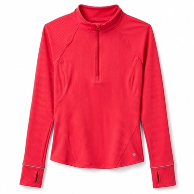 Layer 8 Womens Quarter Zip Athletic Top Thumbholes Running Yoga Pink M