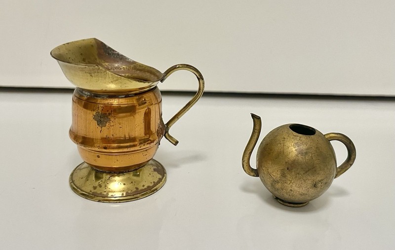 Vintage Miniature Brass Teapot And KLM Pitcher