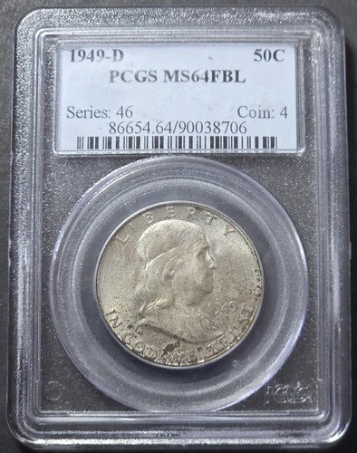 1949-D Franklin Half Dollar, PCGS MS64 FBL