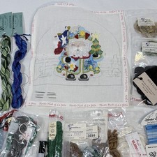 STARTED Strictly Christmas Handpainted Needlepoint Canvas SQUATTY TEXAS SANTA